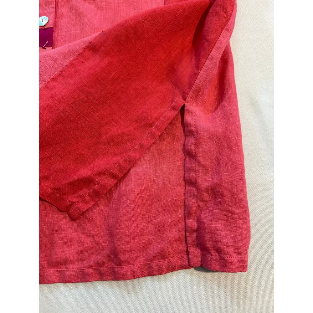 David Dart 100% Linen Button Up Top Patchwork Fuchsia Pink Small - Picture 8 of 12